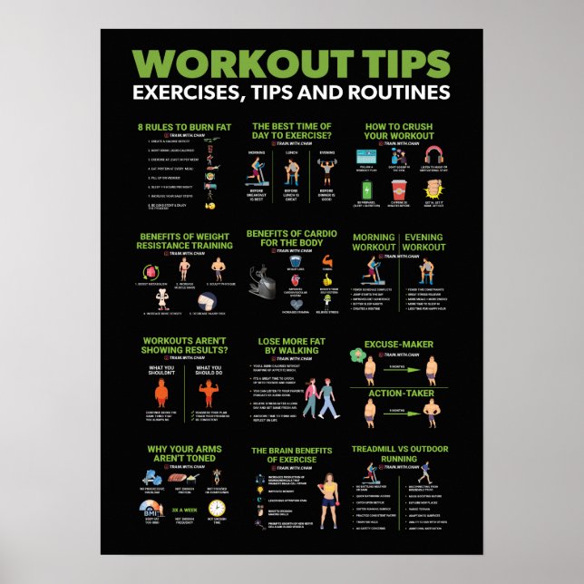 Póster Infografía de salud y fitness - Dieta y ejercicio (Frente)