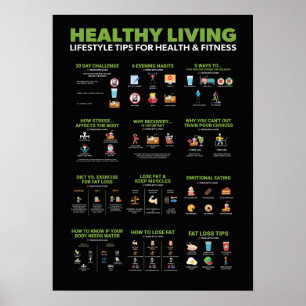 Póster Infografía de salud y fitness - Dieta y ejercicio