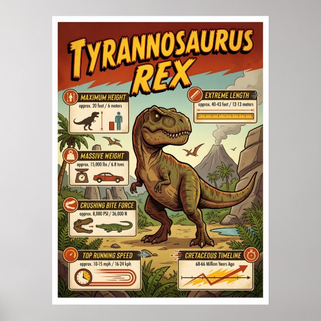 Póster Infografía del T-Rex (Frente)
