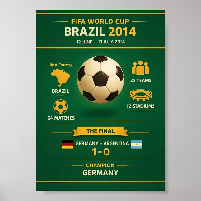 Póster Infográfico de la Copa Mundial Brasil 2014 (Frente)