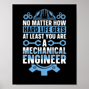 Póster Ingeniería Mecánica No Cuán Duro Sticke Ingeniero
