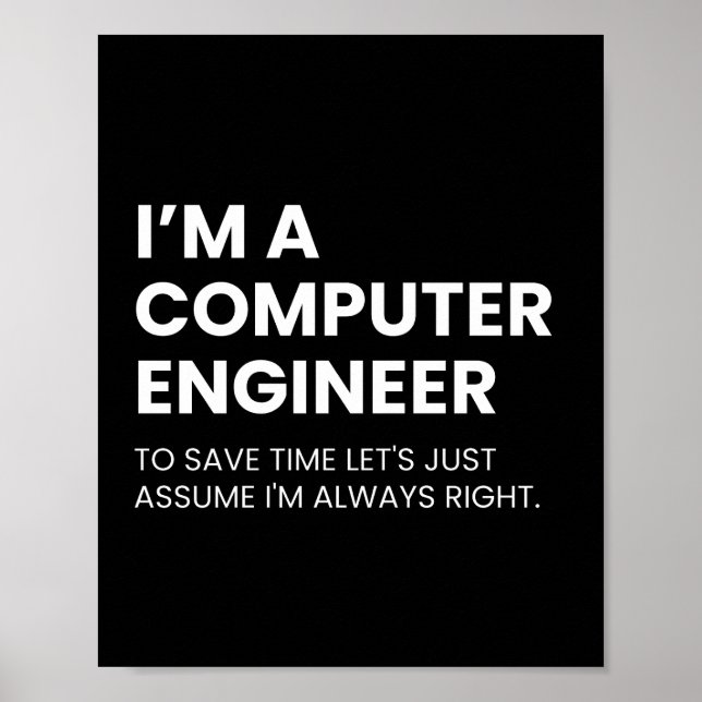 Póster Ingeniero de Computadoras Dicho Divertido de Friki (Frente)