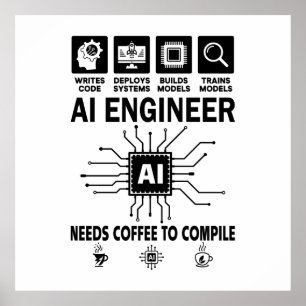 Póster Ingeniero de IA divertido Programador de codificac