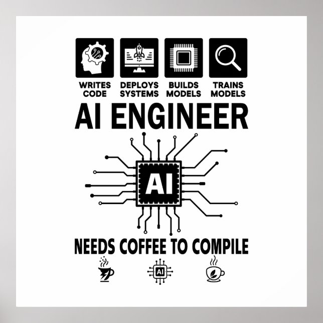 Póster Ingeniero de IA divertido Programador de codificac (Frente)