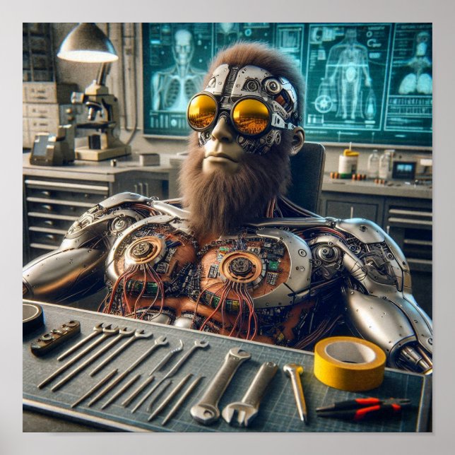 Póster Ingeniero de Robot Futurista (Frente)