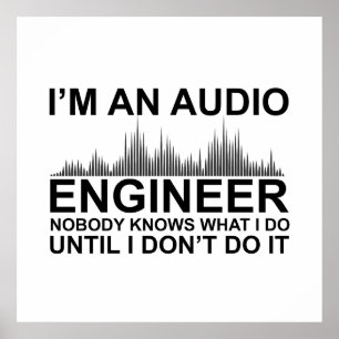 Póster Ingeniero de sonido divertido diciendo Ingeniería 