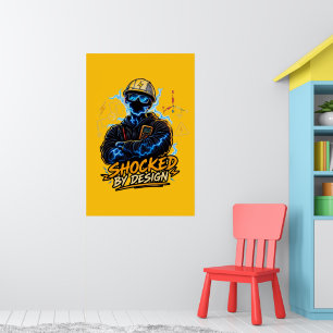 Póster Ingeniero eléctrico de alto voltaje sorprendido po