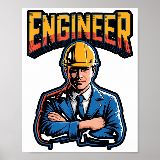 Póster Ingeniero en letras griegas humor de nerd de Stem  (Frente)