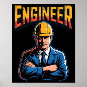Póster Ingeniero en letras griegas humor nerd de Stem