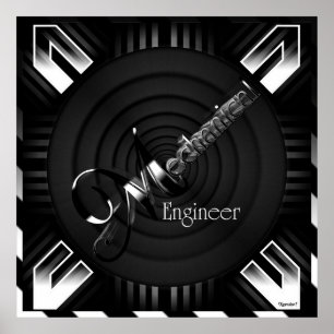 Póster Ingeniero Mecánico Deco Flare