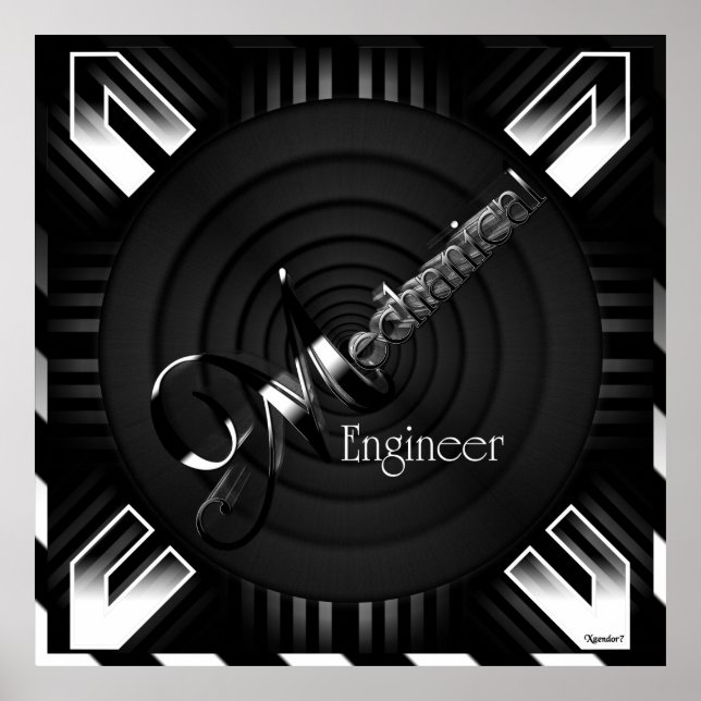 Póster Ingeniero Mecánico Deco Flare (Frente)