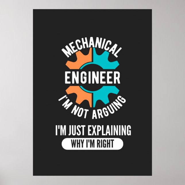 Póster Ingeniero Mecánico Gracioso, Ingeniería Mecánica (Frente)