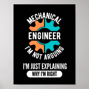 Póster Ingeniero Mecánico Gracioso, Ingeniería Mecánica