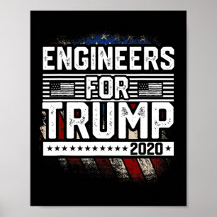 Póster Ingenieros por Trump Reelegir a Trump