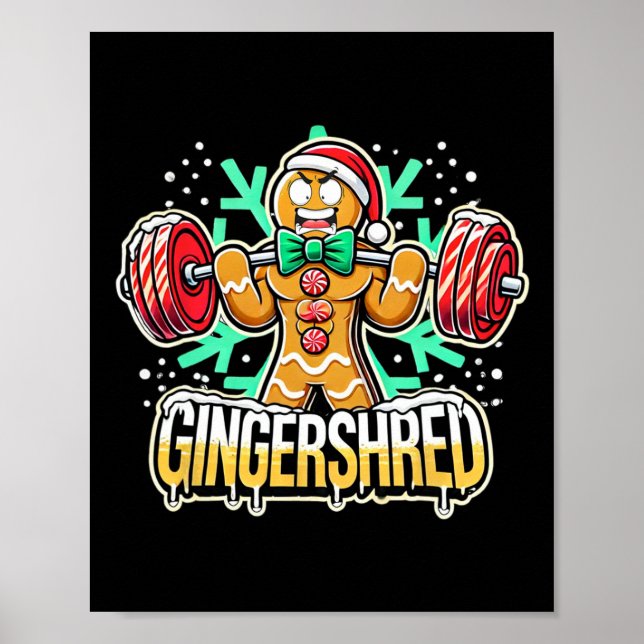 Póster Ingershed Funny Gingerbread Man Gym Bodybuilding (Frente)