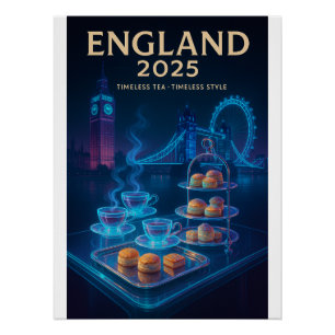 Póster Inglaterra 2025 - Té eterno, estilo inmaduro
