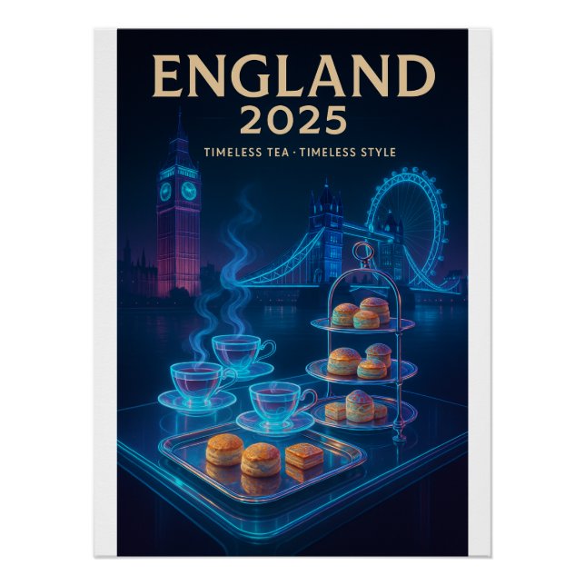 Póster Inglaterra 2025 - Té eterno, estilo inmaduro (Anverso)