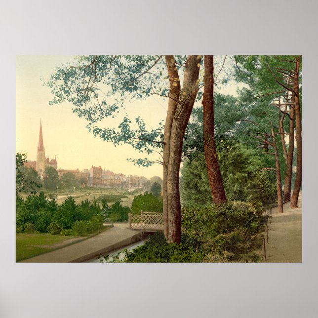 Póster Inglaterra antigua, jardines Bournemouth (Frente)