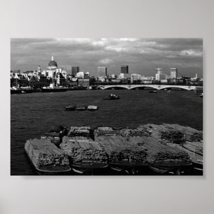 Póster Inglaterra antigua Londres río Támesis horizonte c