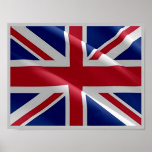 Póster Inglaterra - Bandera ondeando Reino Unido -