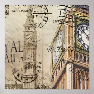 Póster Inglaterra británica london cloctower gran bén