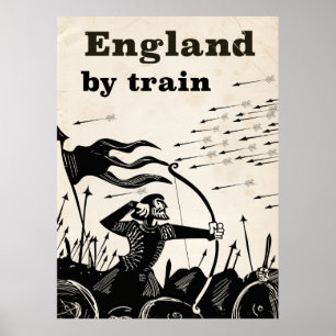 Póster Inglaterra En tren cartel de viaje vintage