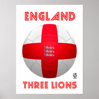 Póster Inglaterra - Fútbol de tres leones
