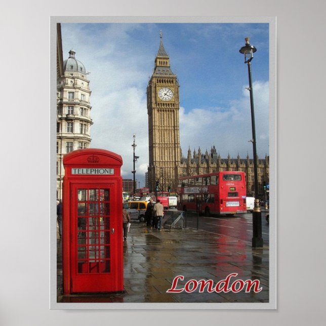Póster Inglaterra - Londres - Big Ben - doble decke - (Frente)