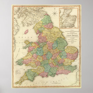 Póster Inglaterra, País de Gales, Escocia