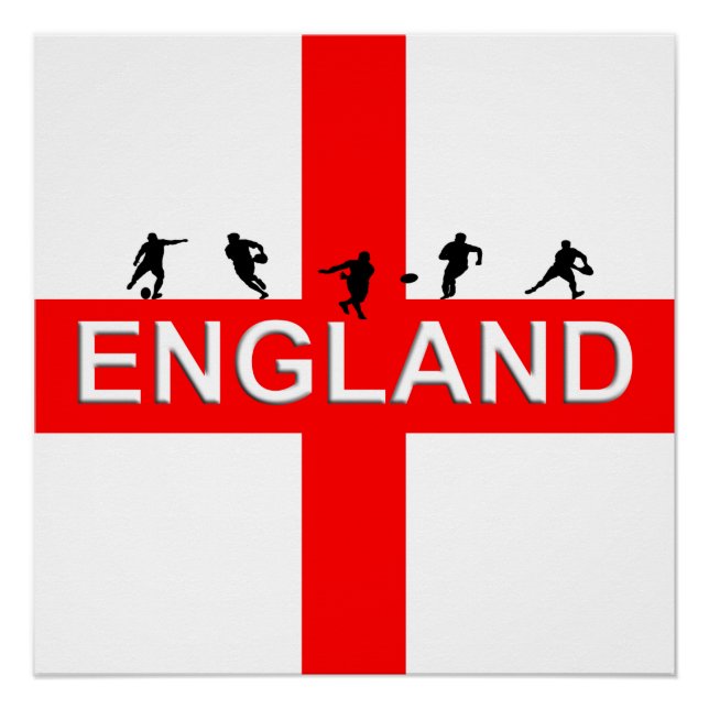 Póster Inglaterra Rugby Saint George Male Silhouettes (Anverso)