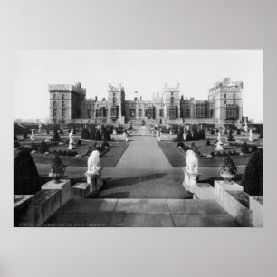 Póster Inglaterra vintage, Castillo Windsor, Terraza Este