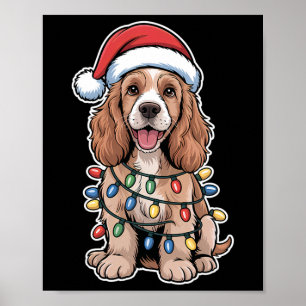 Póster Inglés Er Spaniel Envuelto En Luces Navidades