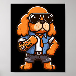 Póster Inglés Er Spaniel I Love Dad Funny Dog Tattoo