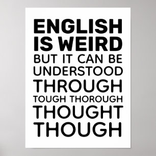 Póster Inglés es Divertido Gramática Extraña