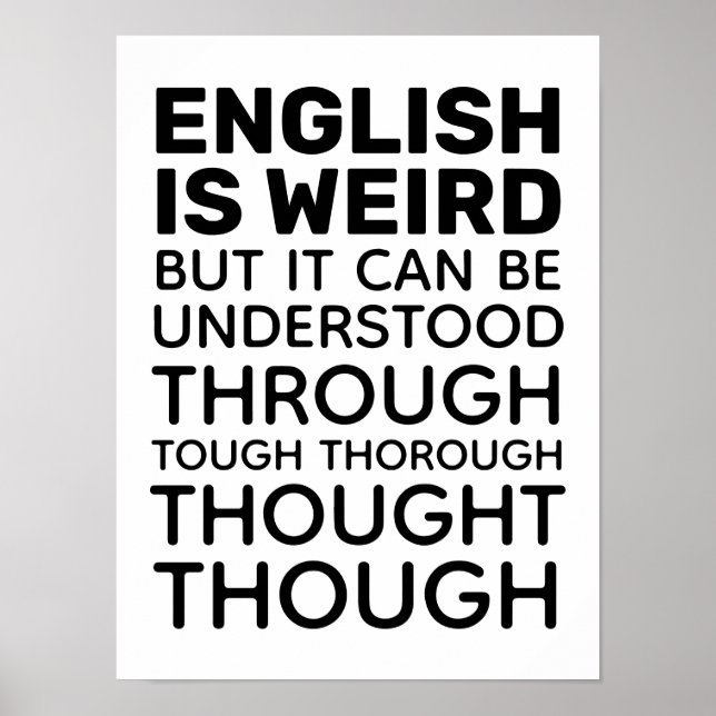 Póster Inglés es Divertido Gramática Extraña (Frente)