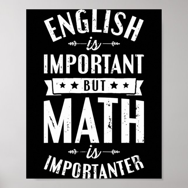 Póster Inglés Es Importante Pero Las Matemáticas Son Más  (Frente)