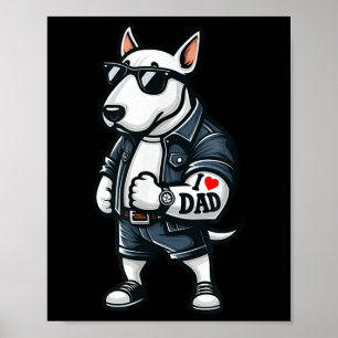 Póster Inglés Toro Terrier Amo A Papá Gracioso Tatuaje Pe