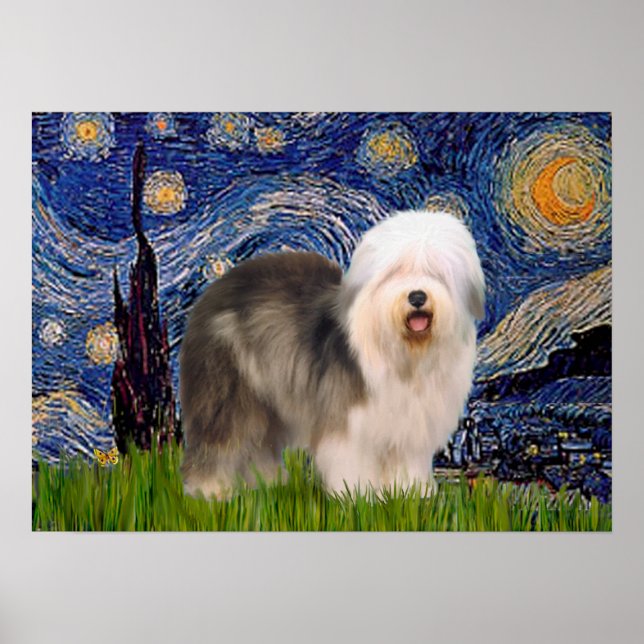 Póster Inglés viejo (F) - Noche estrellada (Frente)