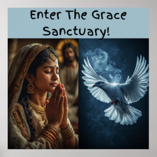 Póster Ingrese el tema de diseño del santuario de la Grac