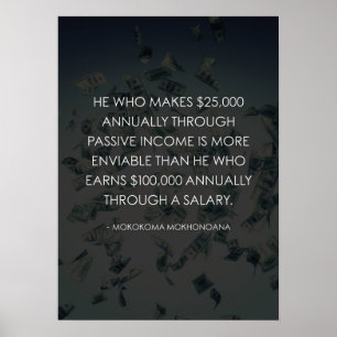 Póster Ingreso pasivo vs Salario - Éxito y riego