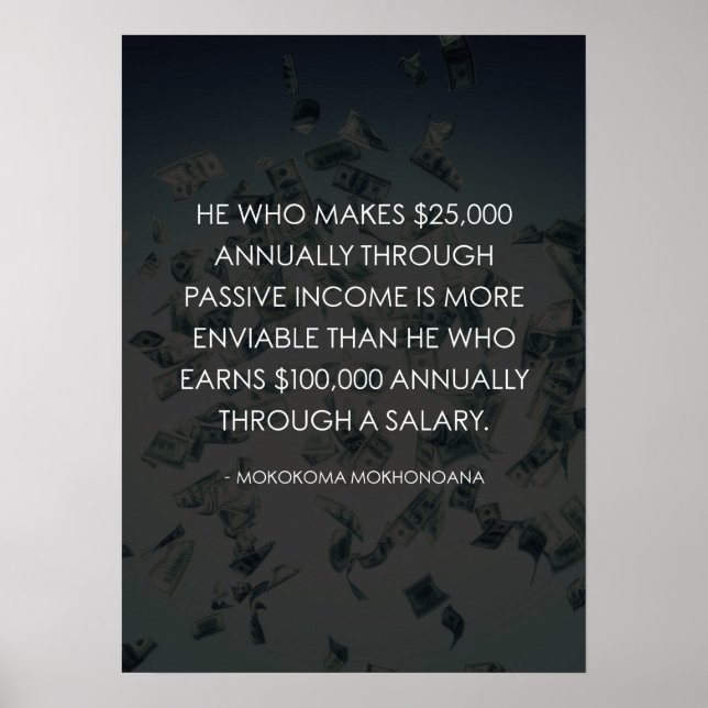 Póster Ingreso pasivo vs Salario - Éxito y riego (Frente)