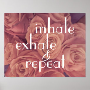 Póster inhalación exhalación inspiradora bonito rosas