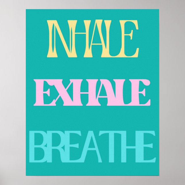 Póster Inhalar, exhalar, respirar tipografía retro (Frente)