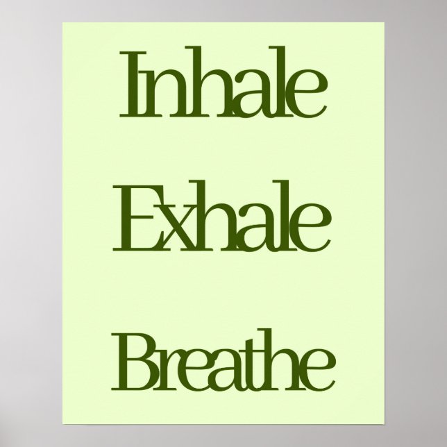 Póster Inhalar, exhalar, respirar tipografía verde retro (Frente)
