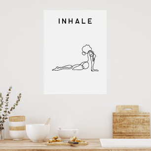 Póster Inhale Exhale Respiración Yoga pose estudio modern