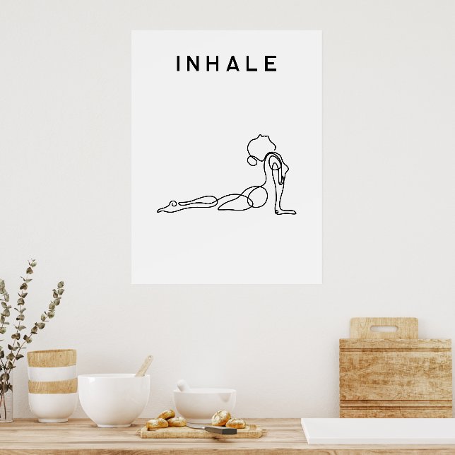 Póster Inhale Exhale Respiración Yoga pose estudio modern (Cocina)