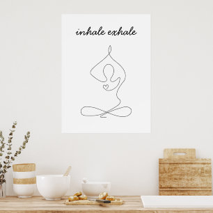 Póster Inhale Exhale Respiración Yoga pose estudio modern