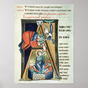 Póster Inicial "A" de Historiated que representa a Daniel