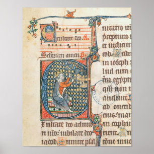 Póster Inicial de Historiated que representa jugar de rey