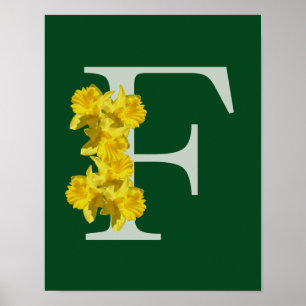 Póster Inicial de monograma de narciso personalizado F